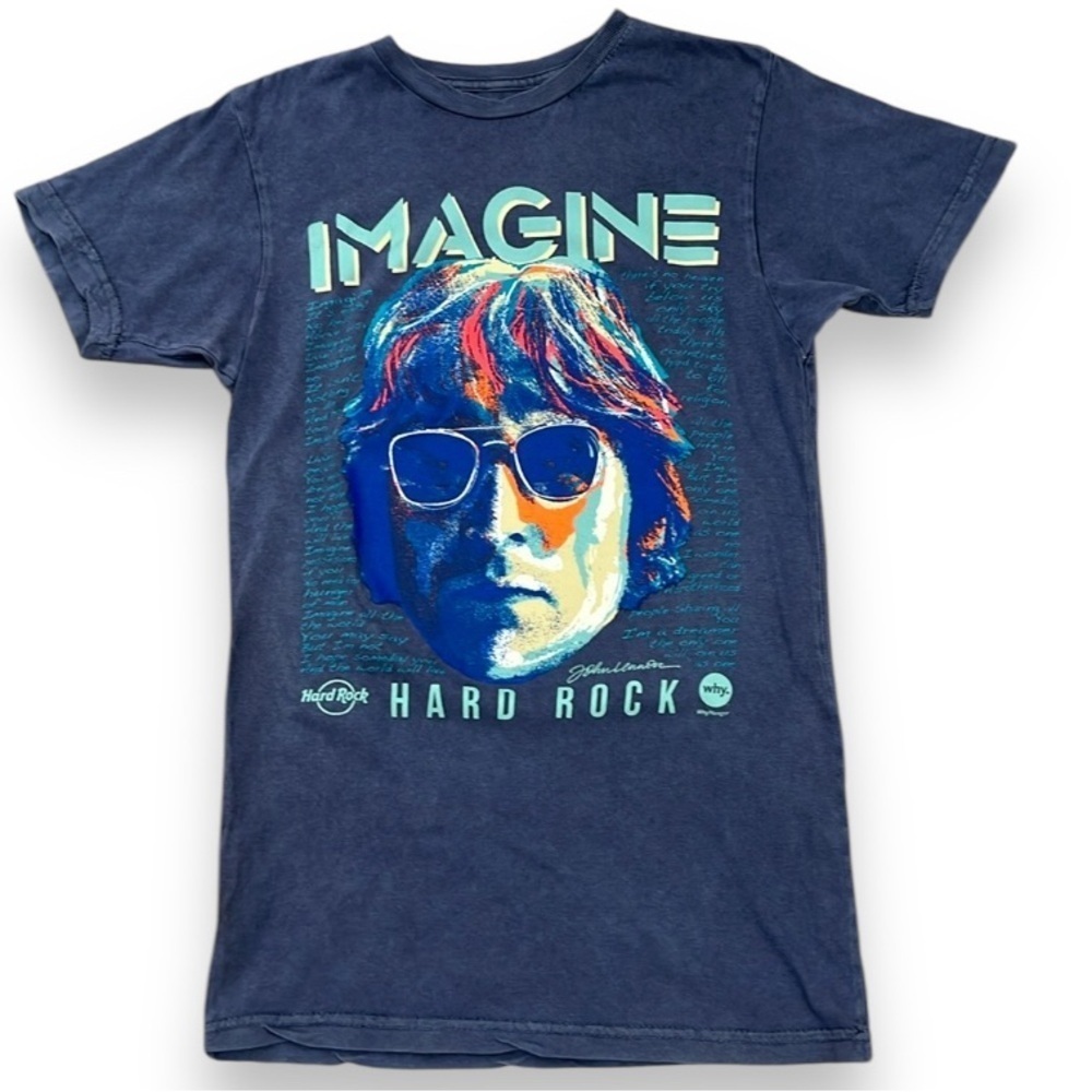 Hard Rock Cafe X John Lennon Beatles Imagine Short Sleeve T Shirt Size XS Hippie